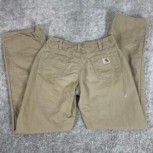 Carhartt Canvas Work Pants Womens 4x32 Boot Leg Tan Khaki Cotton Streetwear